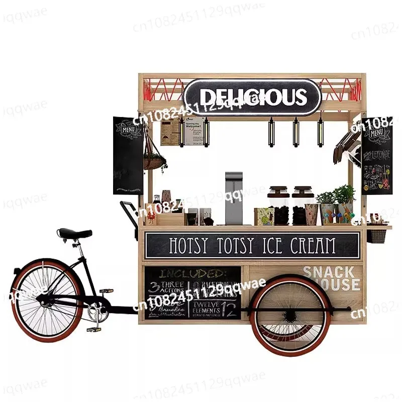 Food truck commercial manpower movie props coffee cart flowers gardening decoration is also a multi-functional publicity display