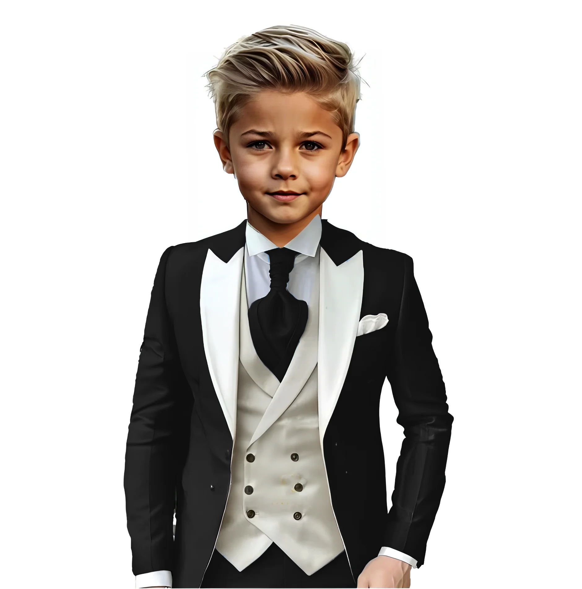 Suit for Boys Wedding Tuxedo 3-piece Slim Fit Jacket Pants Vest Kids Clothes Customized Available for 2-16 years old