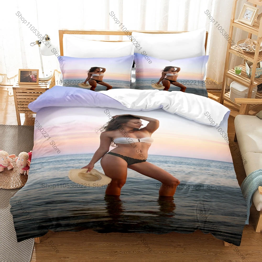 

Sexy Bikini 3PCS Bedding Set, Duvet Cover + 2 Pillowcases, Fashion Beach Style Print Soft Microfiber Bedding for Bedroom