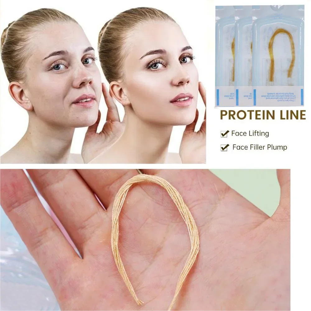 Absorbable Anti-wrinkle Face Filler Lift Firming No Needle Gold Protein Line  Collagen Thread Anti-Aging Facial Serum