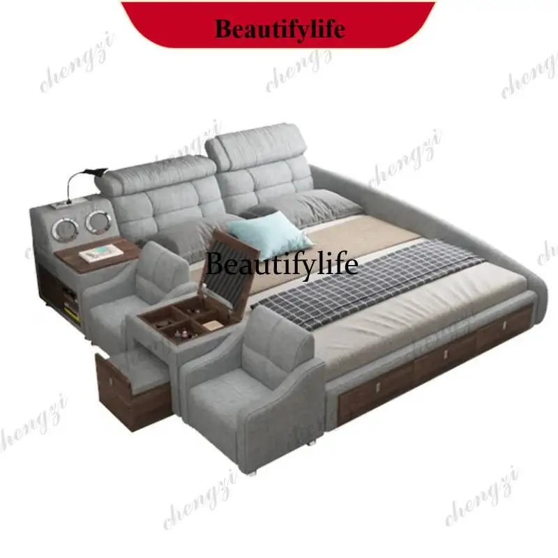 M178  Bedroom Decoration Double Bed Master Multifonction Luxury King Twin Bed Frame Smart Space Saving Cama Box Casal