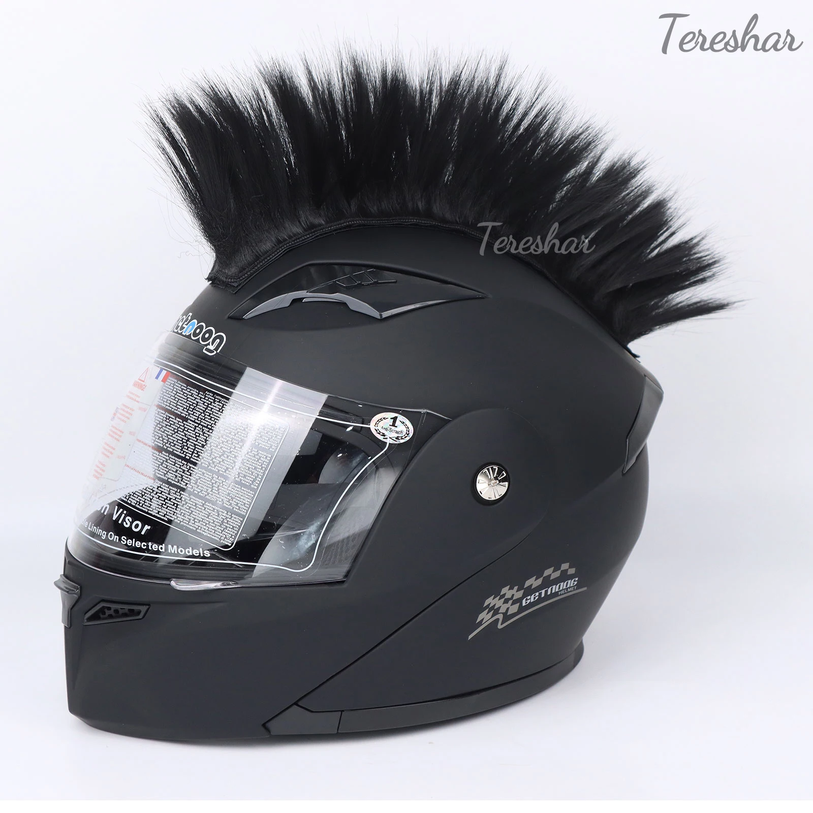 Tereshar Synthetic Helmet Hawks Motorcycle Helmet Mohawk Wigs Helmet Mohawk Wig for Motorcycle Bicycle Ski Snowboard Helmet Hair