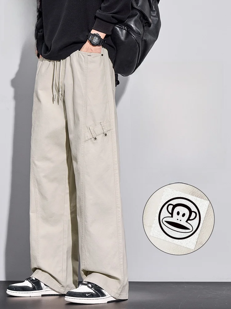 

PaulFrank Pure Cotton Men's Casual Pants Comfortable Loose Wide Leg Workwear Trousers Autumn Trendy Brand Versatile Straight Leg