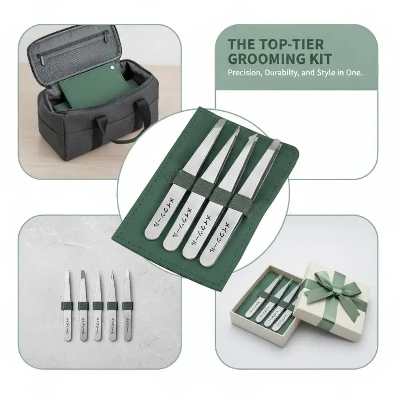 4Pcs Precision Eyebrow Tweezer Set High Quality Stainless Steel for Eyebrow Shaping Splinter Removal Home Beauty Grooming - view 6
