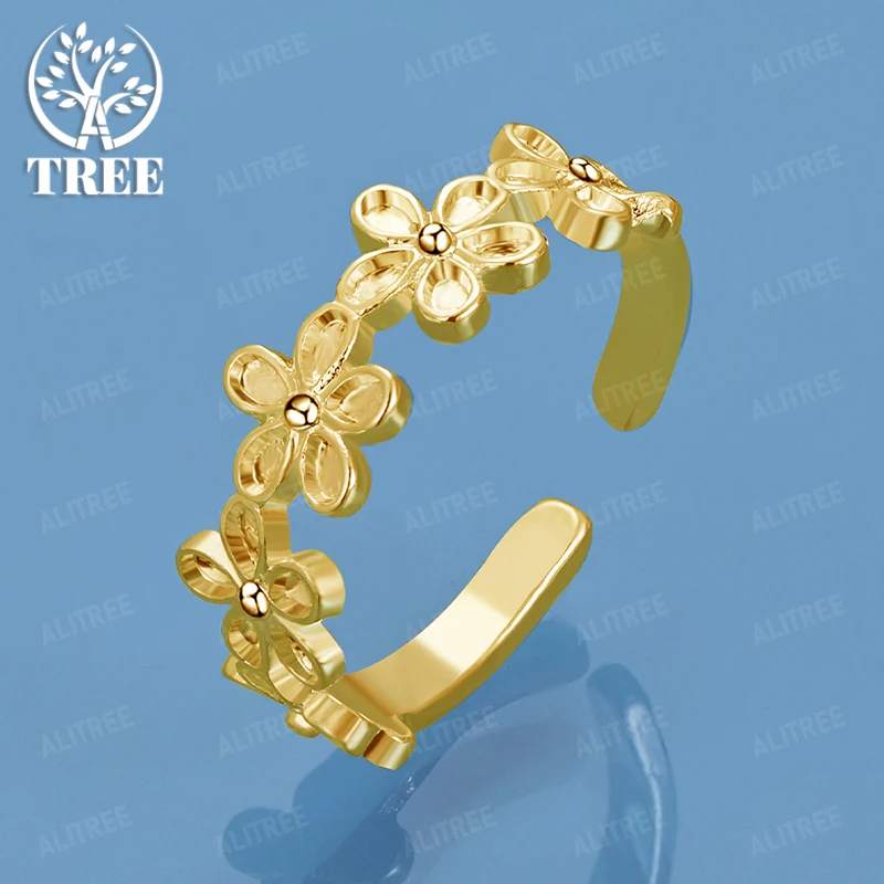 

Hot 18k Gold Ring Flower Ring For Women Fashion Party Birthday Wedding Beautiful Charm Jewelry Gift Accessories Wholesale