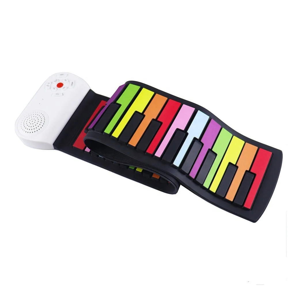 

Hooqu 49-key Hand Rolled Piano Rainbow Children's Toy Piano Folding Piano Color Educational Musical Instrument Wholesale