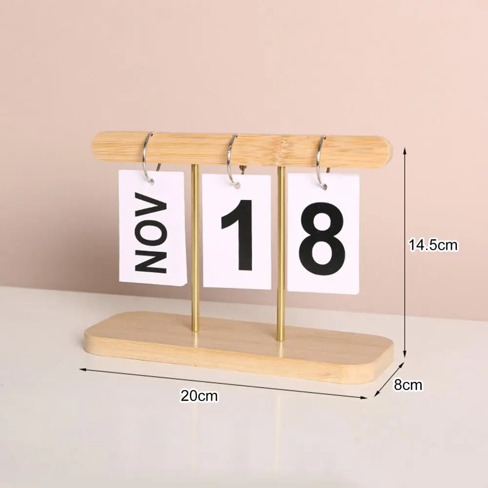 Desktop Calendar Reusable Wooden Flipping Calendar Decorative Number Display Delicate Calendar Office Decor For Home