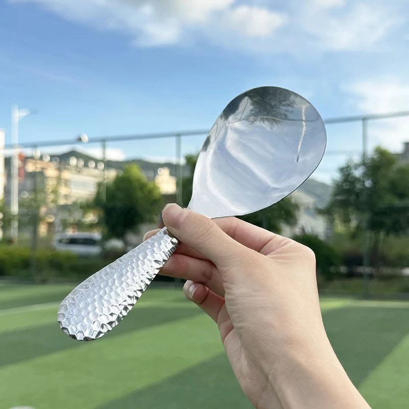 Stainless Steel Hammer Patterned Rice Spoon Cafeteria Restaurant Self-Service Rice Shovel Household Rice Spoon