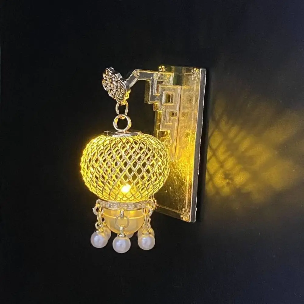 Light Up Lantern Fridge Magnet Palace Style Pearl Embellishment Pavilion Fridge Magnet Tassel Pendant New Chinese Style