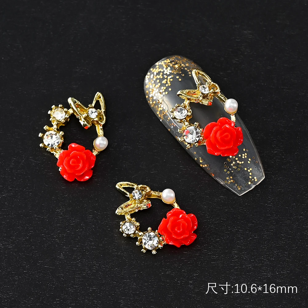 10Pcs Christmas Garland Bow 3D Nail Art Charms Sparkly Alloy Gold/Silver Wreath Design Jewelry Luxury Manicure Rhinestone Parts image 4