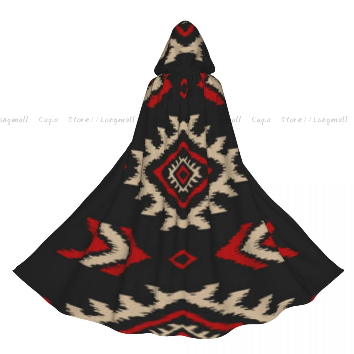 

Накидка вампира для взрослых, халат с капюшоном, Ikat, плащ с геометрическим этническим узором на Хэллоуин, полная длина, косплей