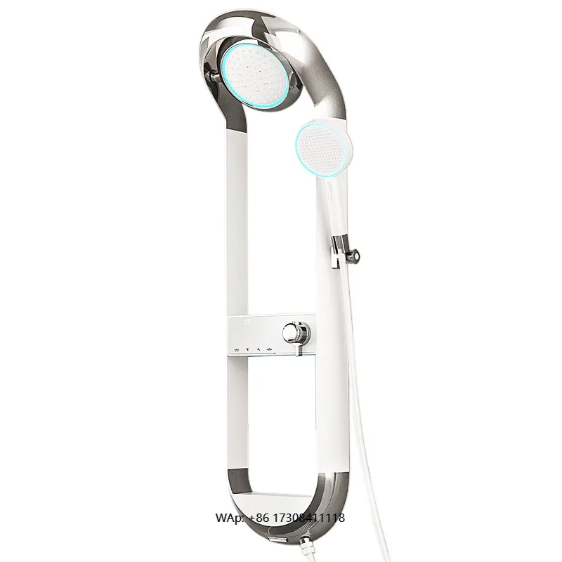 

Белый настенный душ для ванной комнаты с смесителем для горячей и холодной воды и цифровой душевой набор с подсветкой настроения