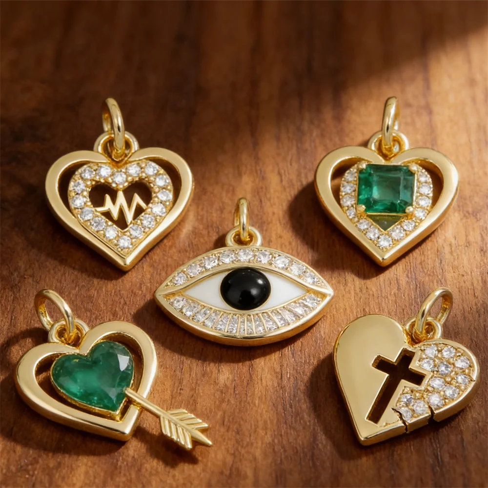 4 Buah Liontin Kuningan Zirkon - Men Accessories Evil Eye ulasan dan harga