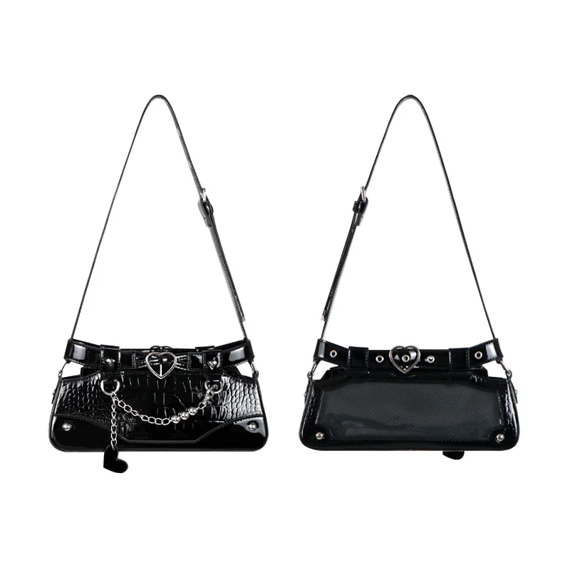 Hot Girl Fashion Women's Handbag Shoulder Bags Spring Autumn Japanese Y2K Metal Decorative Chain Shoulder Bag Messenger Bags