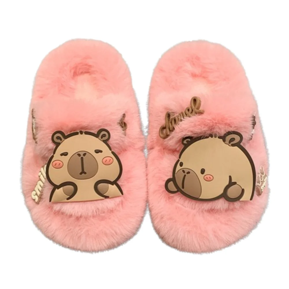 

Creative Children Warm Capybara Slippers Kawaii Rubber sole Capibara Plush Slippers Soft Fluffy Winter Home Shoes Indoor