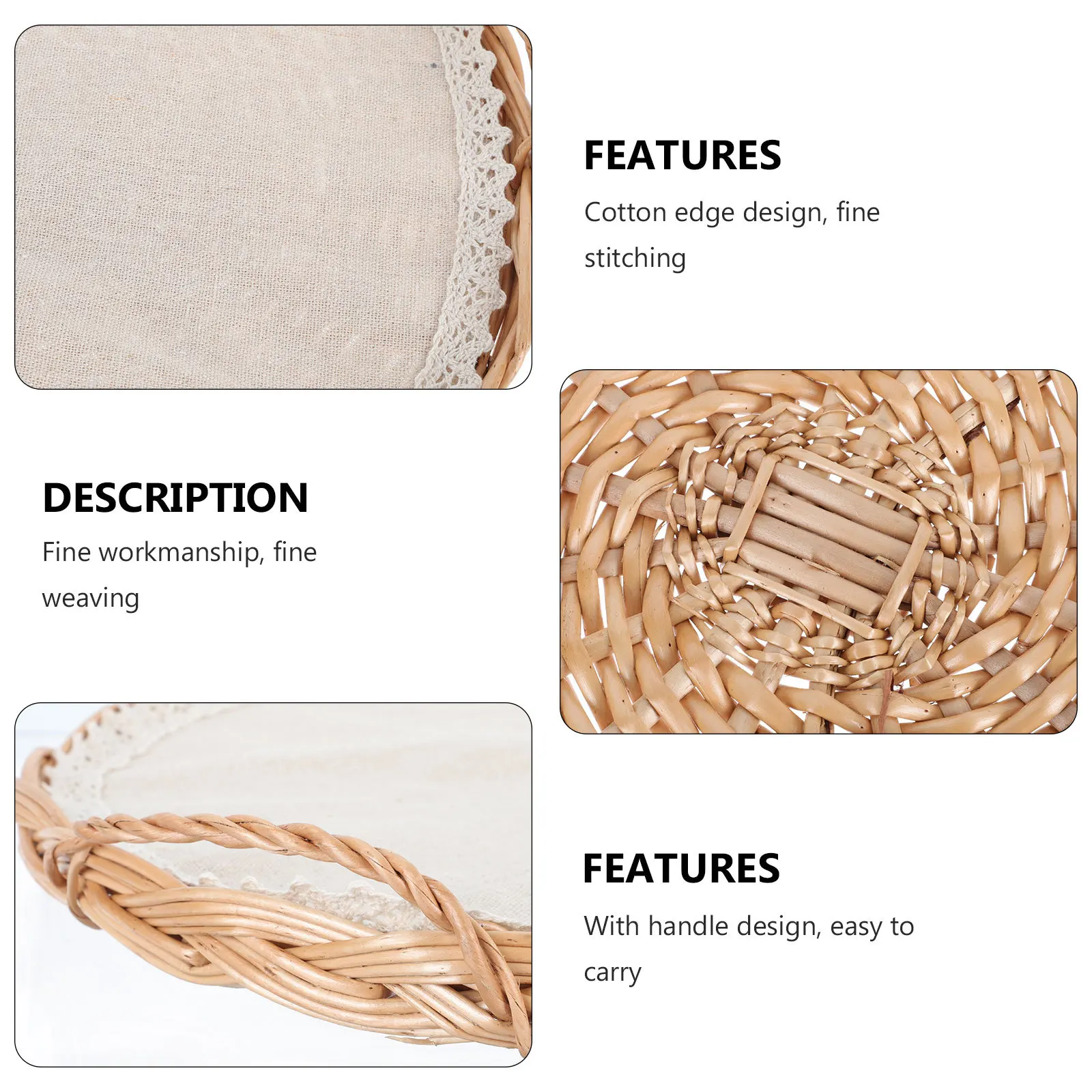 

1Set Woven Bread Basket Rattan Material for Storing Breads Fruits and Other Household Items Wicker Woven Basket