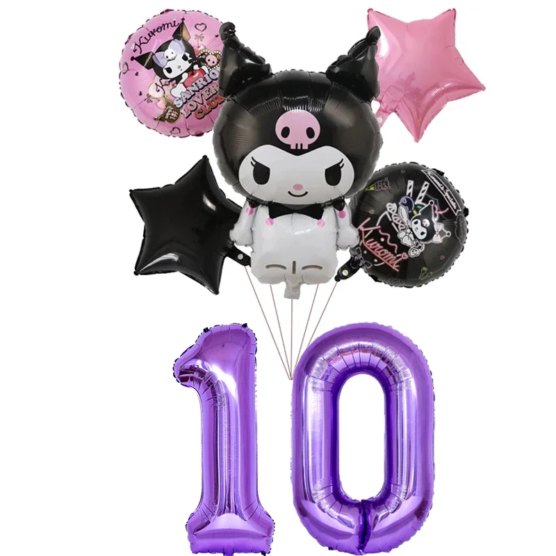 New Sanrio Digital Balloons Set Kuromi Cartoon Characters Palm Aluminum Film Balloon Birthday Party Supplies Ornament Gifts