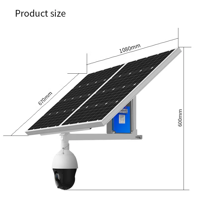 100W Solar panel Outdoor Spherical 360 Degree PTZ H.265 30x optical zoom 5MP surveillance camera