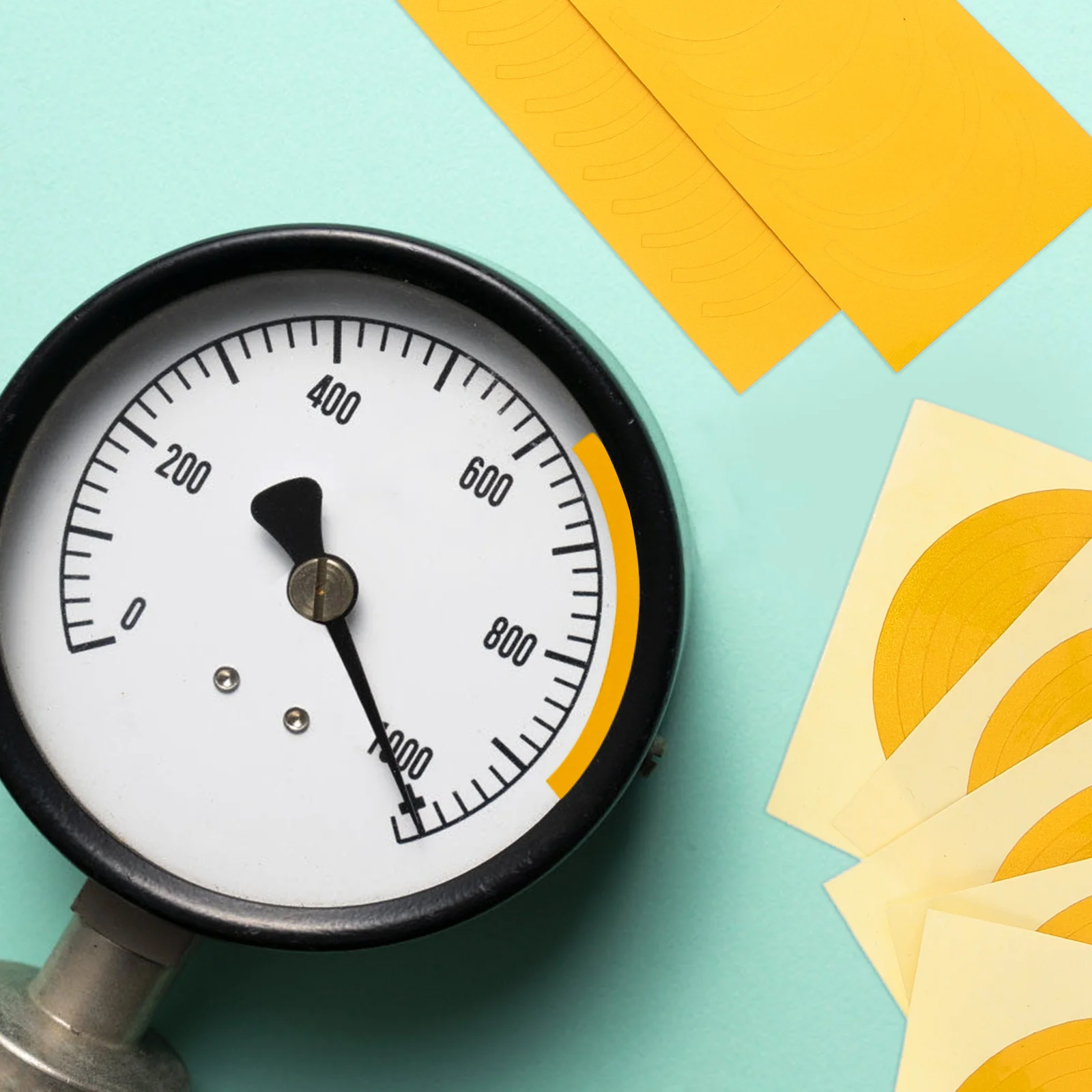 

7 Sheets 5cm Yellow Pressure Gauge Stickers Reflective Waterproof Labels for Identification Practical Decals Instrument