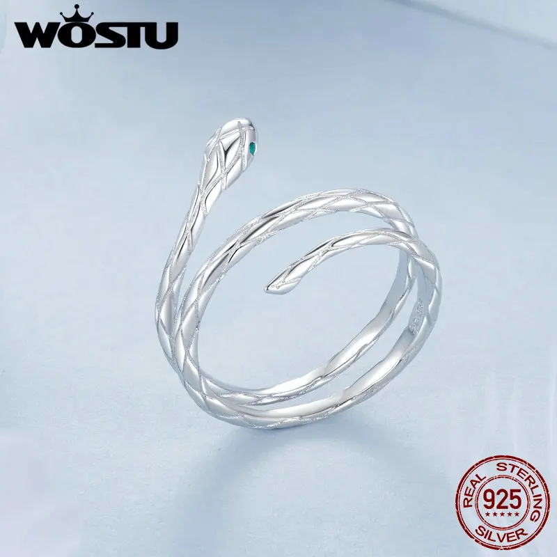 WOSTU 925 Sterling Silver Multilayer Serpent Open Ring Animal Series for Women  Fine Jewelry Suitable Party Daily Accessories