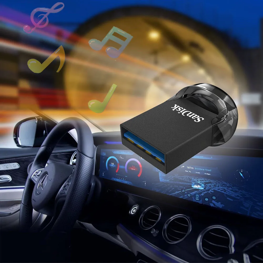 SanDisk Ultra Fit USB 3,2 unidad Flash CZ430 32GB-512GB mini ordenador cifrado de alta velocidad a prueba de golpes, unidad USB para coche de negocios