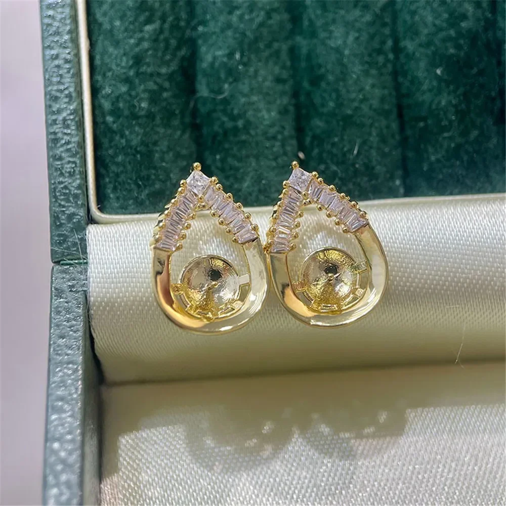 

Позолоченные серьги с жемчугом, принадлежности для изготовления ювелирных изделий своими руками, пустые основания для ушей для аксессуаров ручной работы, 1 пара без жемчуга