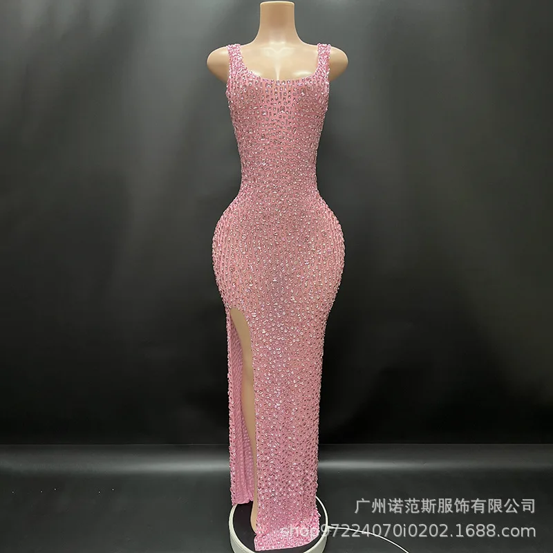 Zomer Zwart Laag uitgesneden Hoge Split Avond Sterren Rode Loper Bar Nachtclub Band Prestaties Resident Zingen Vestidos Luxo Para Festa