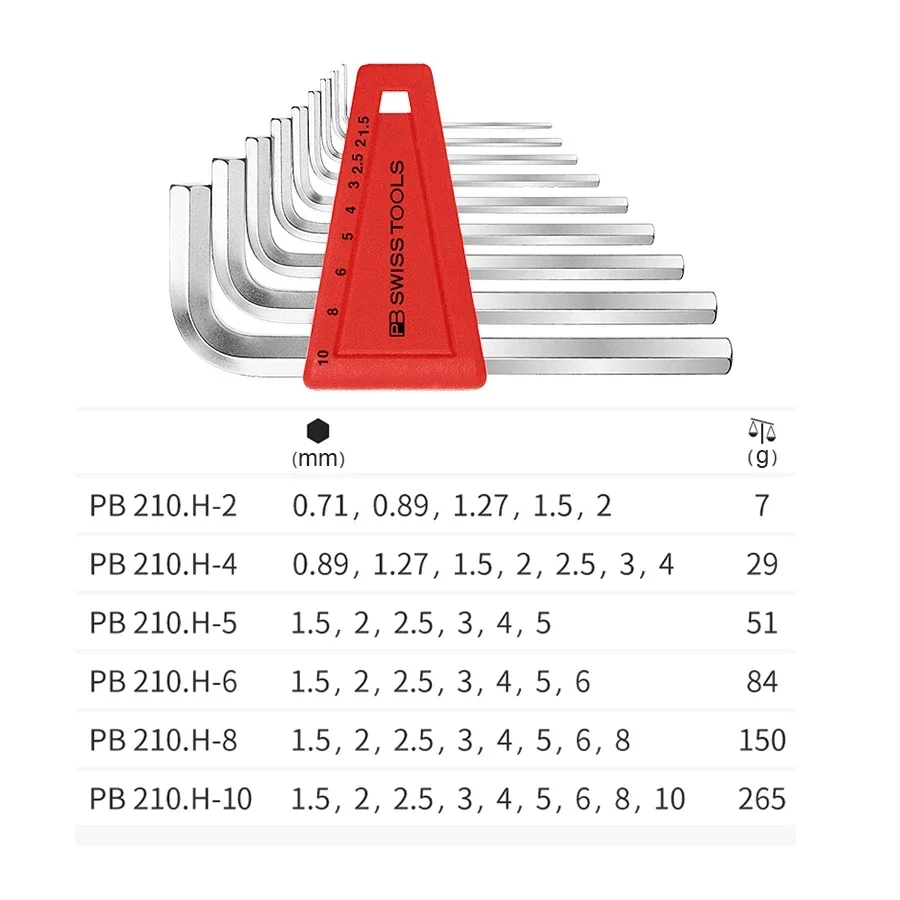PB 210.H PB 211.H Series SWISS TOOLS Allen Wrench Set Hex L-Key Wrench Set Multi Size Vehicle Repair Tool  tools set