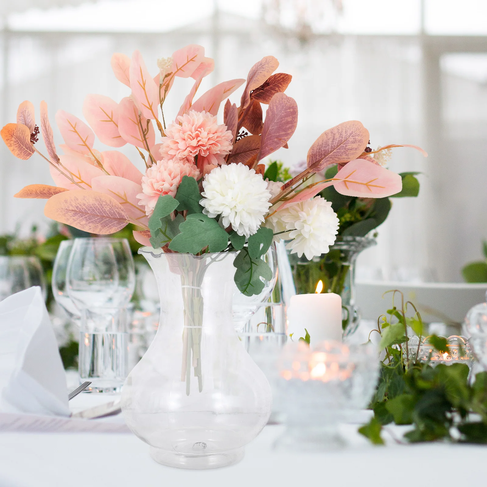 

6Pcs Plastic Hyacinth Vases Clear Mini Hydroponic Flower Containers Wedding Table Centerpieces Shatterproof Bud Vase Home Decor