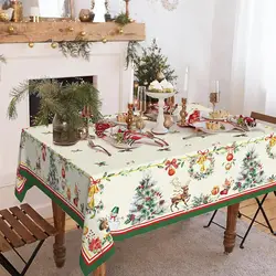 Christmas Tree Elk Pine Needle Rectangle Tablecloths Winter Xmas Party Decor Holiday Kitchen Table Decor Navidad Decoration 2025