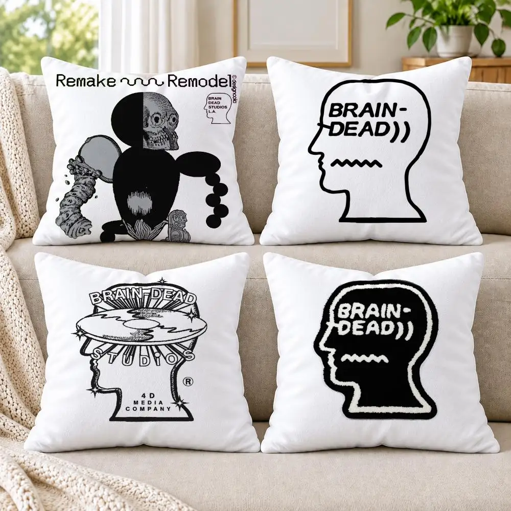 Los Angeles B-Brain Dead Cushion Cover Short Plush Double-Sided Printing Sofa Bedroom Pillow Case Aesthetic Home Decor