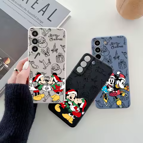Christmas Mickey Minnie Disney Phone Case For Samsung Galaxy S25 Ultra S24 S23 S22 Plus S21 S20 FE S10 S25Ultra s24FE Case Cover
