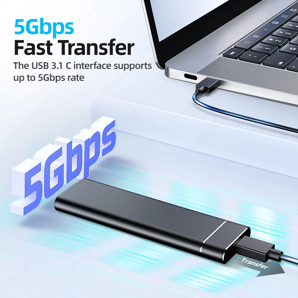 M.2 SATA SSD Enclosure USB 3.1 (5Gbps) - alternate angle