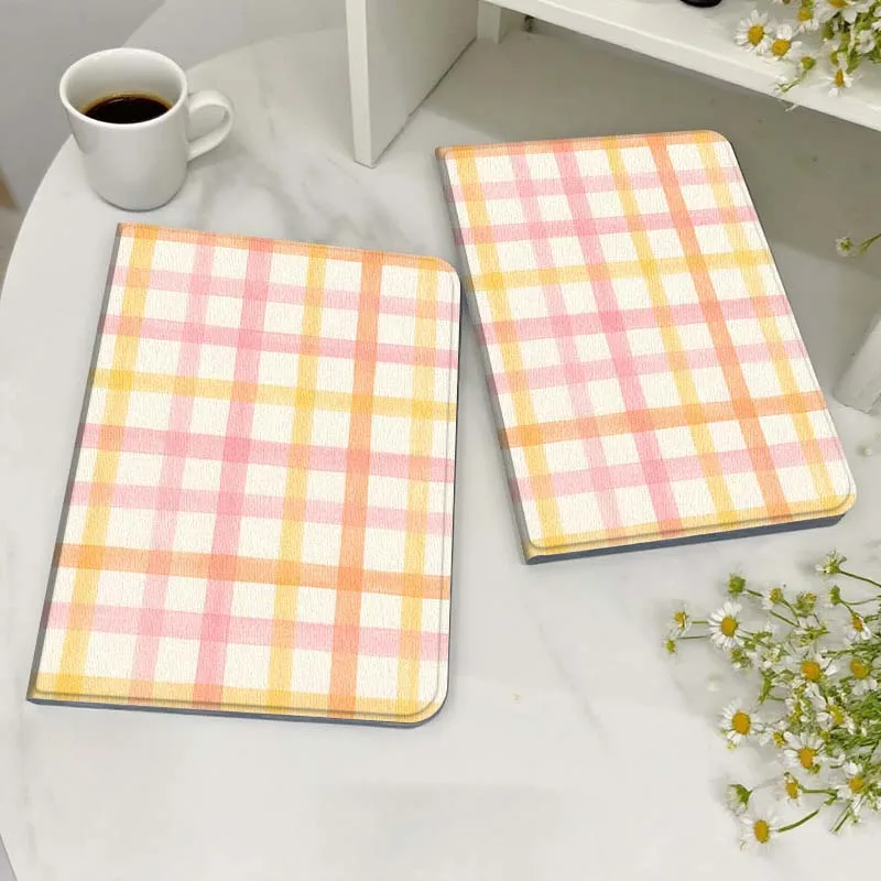 

Pink Yellow Grid Pattern Case For Honor MediaPad MatePad 6 7 X8 M5 M6 V6 V7 T5 T10 T10s 10 11 SE C5e X8a Pro Lite Tablet