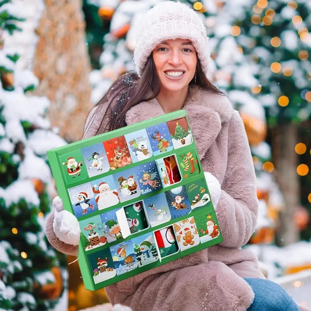 

Cute Christmas stocking Christmas Eve Autumn Winter Mid tube Socks Halloween Countdown Calendar Box Christmas Socks 12/24Pairs