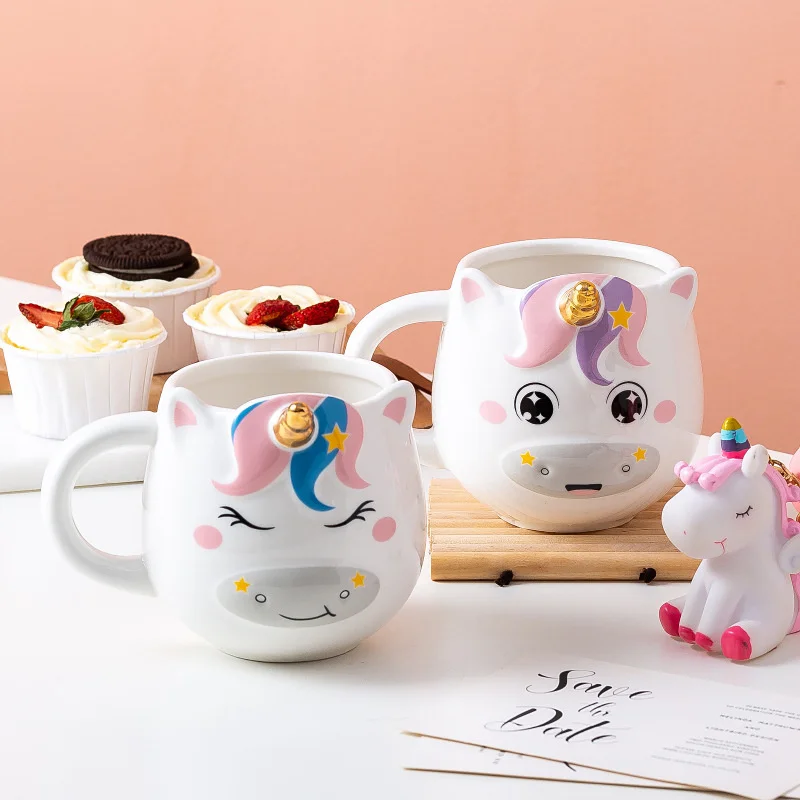 New Unicorn Ceramic mug Small Fresh Candy Milk Cup Office Creative Cup Gift Cup