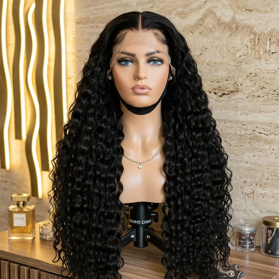 

Парик из натуральных волос Deep Wave 13x6, HD-кружево, 40 дюймов, плотность 250%, 5x5, без клея, прозрачный, кудрявый, Remy Hair