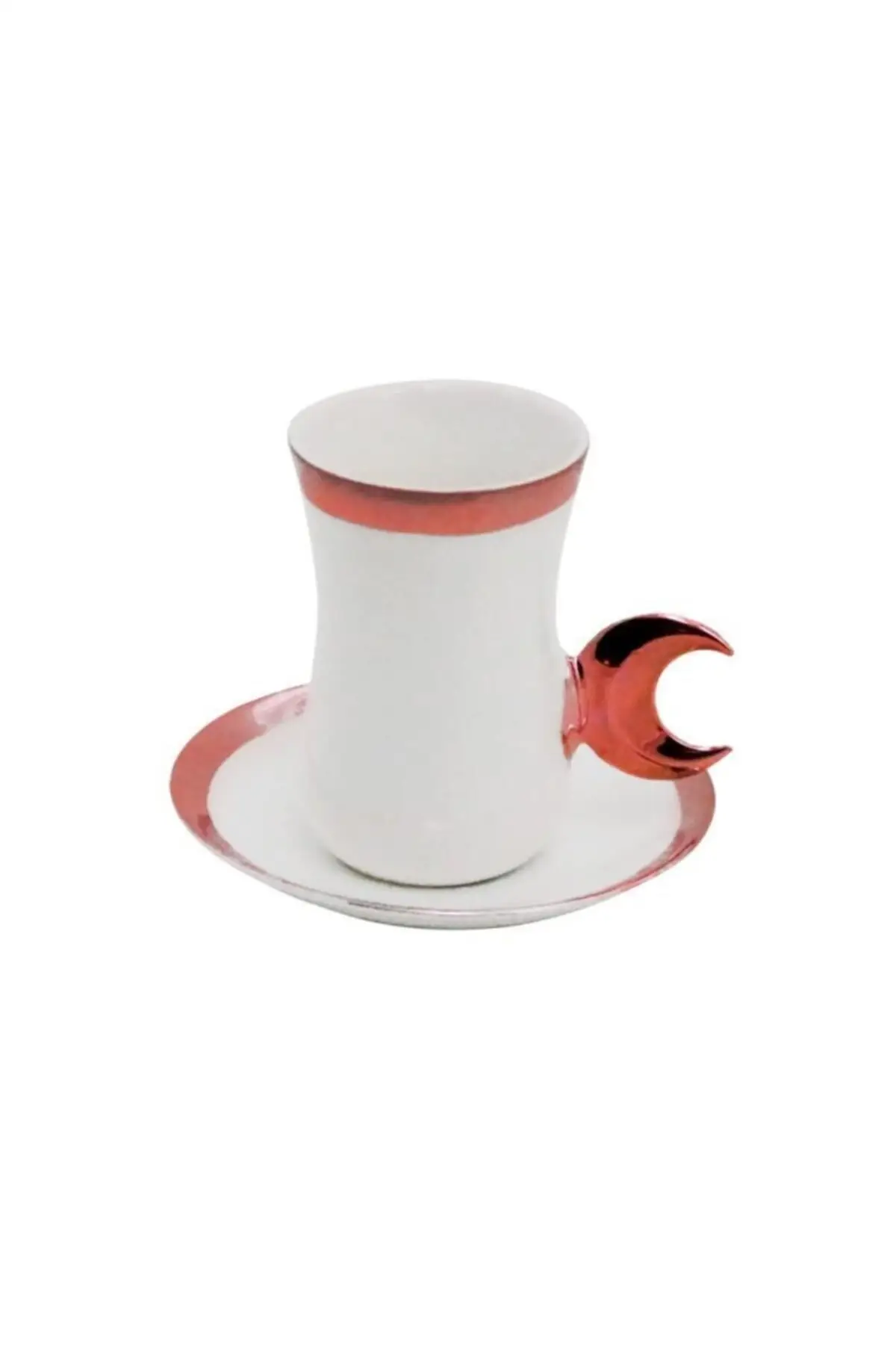 

DOLBOVI 6 pcs porcelain copper gilded tea cup with crescent handle handmade espresso cup