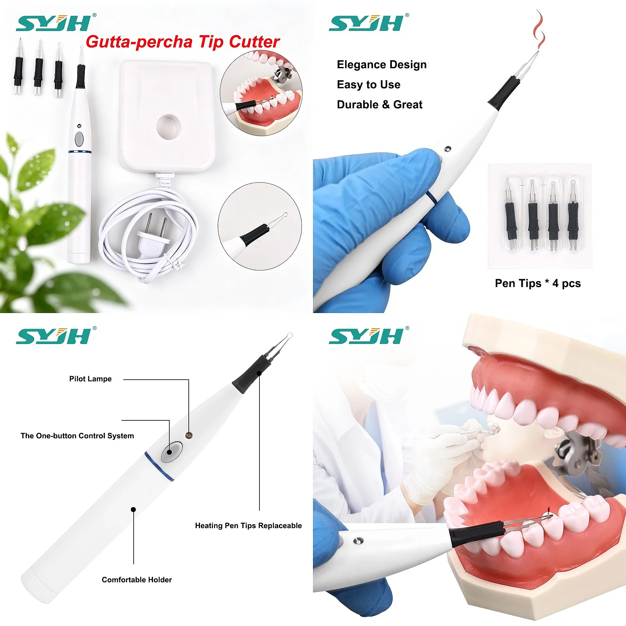Dentals Wireless Gutta Percha Tip Cutter Rapid Heating 4 Tips Dissolved Breaker Endo Obturation System