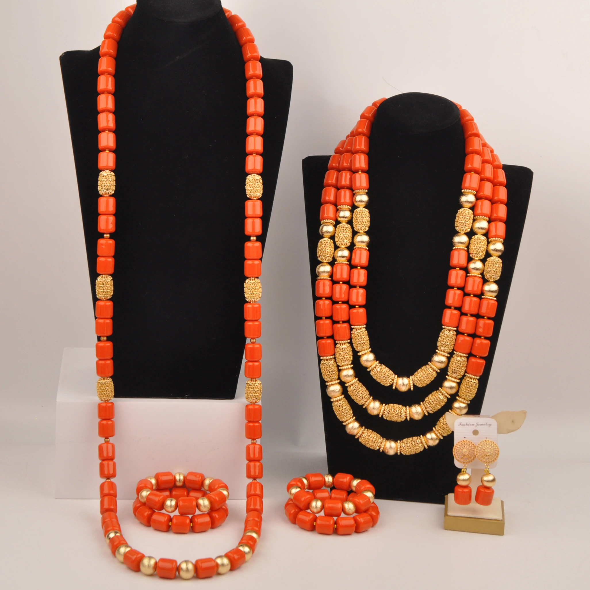 

Orange Artificial Coral Beads Jewelry Sets