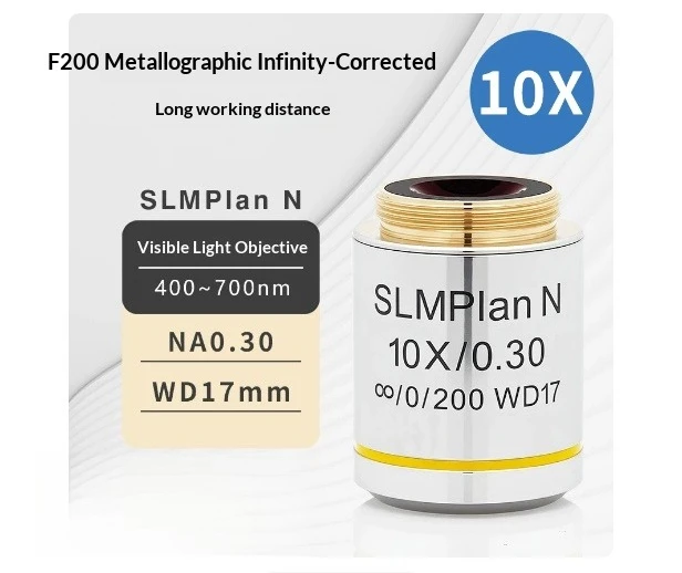 Objectif Sec SLMPlan 5X 10X 20X 50X 100X F200 Métallurgique à Correction à l'Infini Longue Distance de Travail Lumière Visible 400–700 nm