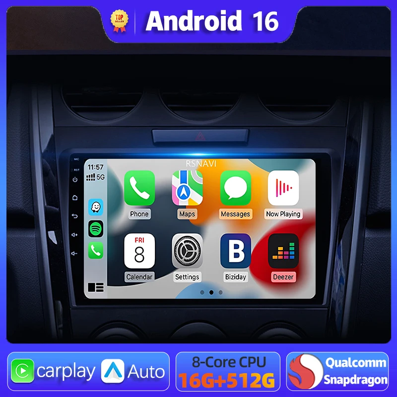 

Android 16 Car Radio Navigation Multimedia Player For Mazda 6 GH Rui wing 2007 - 2012 GPS video Stereo Carplay Auto 360 Camera