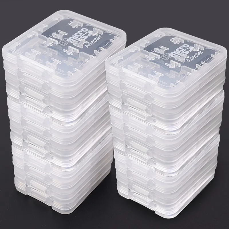 1-5PCS 8 in 1 Protector Holder Plastic Transparent mini For SD SDHC TF MS Memory Card Storage Case Box Bag