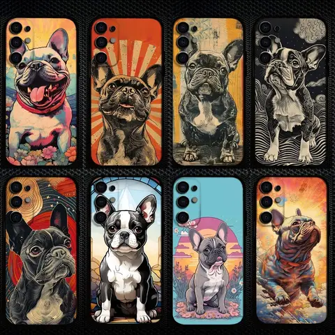 Cartoon French Bulldog  Phone Case For Samsung S25/S24/S23/S22/S21/S20/Plus,Fe,Lite/Others Black Cover