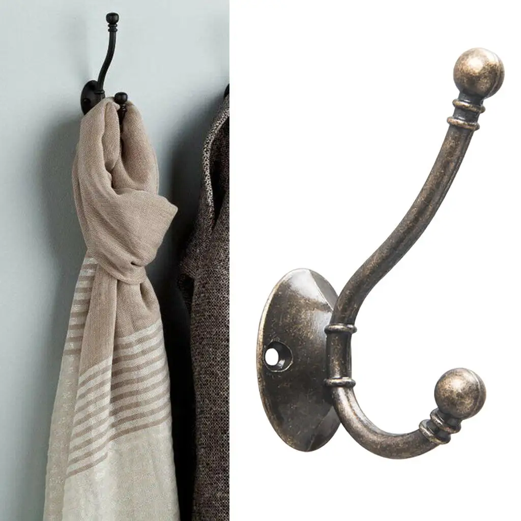 Decorative Wall Hooks for Clothes Metal Vintage Farmhouse Towel Rack Zinc Alloy Coat Hook with Screw