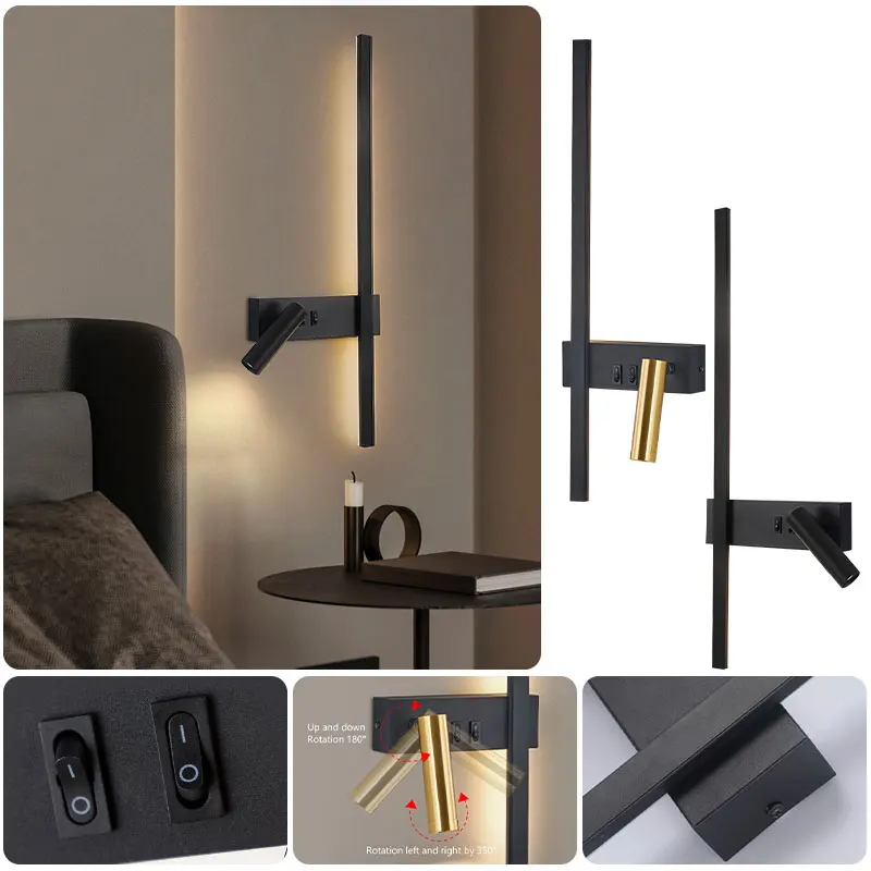 

LED Wall Mounted Reading Light with Independant ON/OFF Switch Indoor Night Wall Lamp 350° Rotatable SpotLight Wall Sconce Stairs