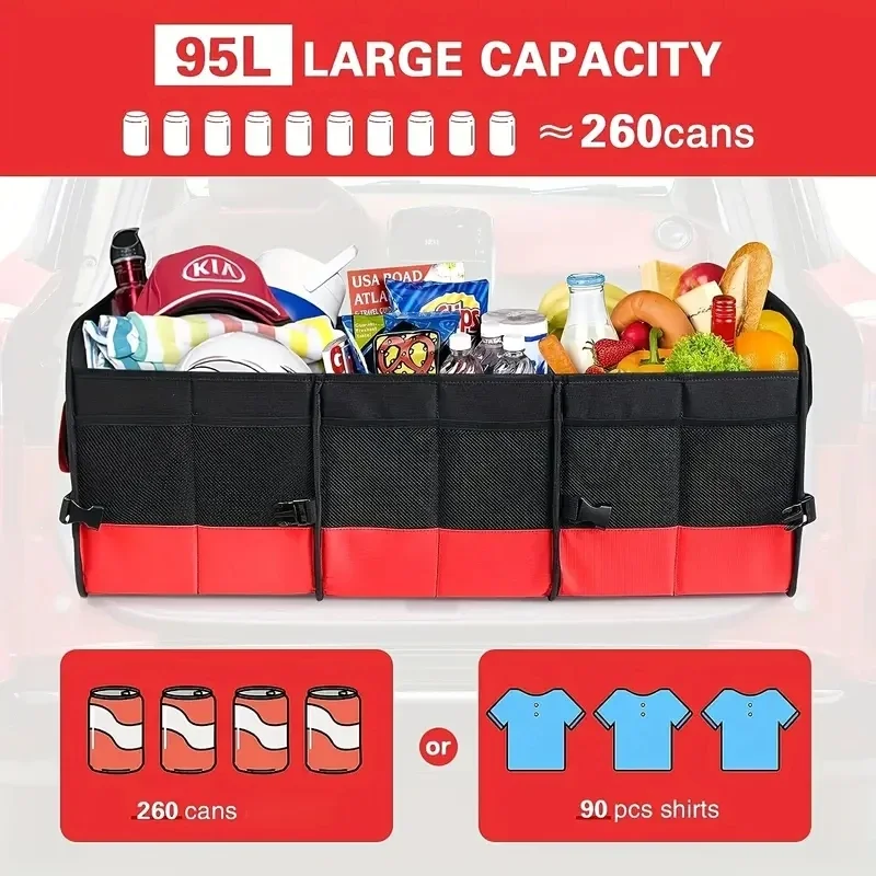 

Складной багажник 90 л, ящик для хранения, водонепроницаемая ткань Оксфорд для кемпинга, легко носить с собой, для путешествий, рыбалки, автомобильный органайзер большой емкости