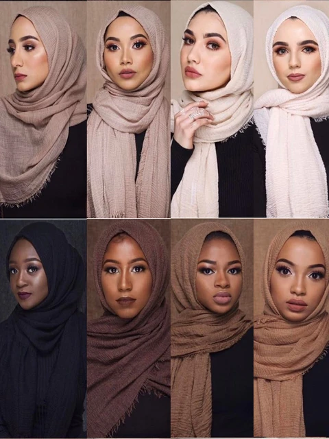 Muslim Crinkle Hijab Scarf Women Soft Cotton Head ScarvesTurban Shawls and Wraps Islamic Headscarf Headband 180X95CM AliExpress