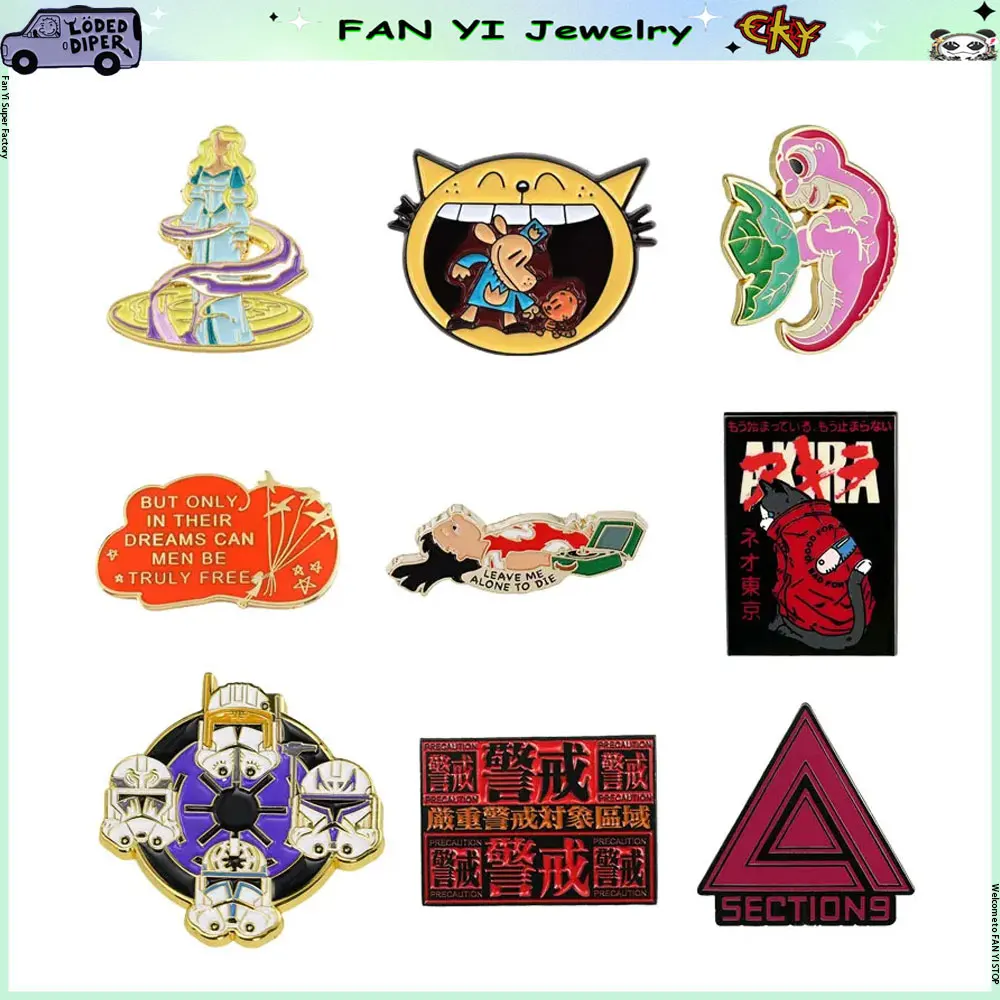 

Movies TV Cartoon Metal Enamel Pin Interesting Anime Lapel Badge Hoodie Backpack Hat Decorative Accessories Fans Brooch Gift