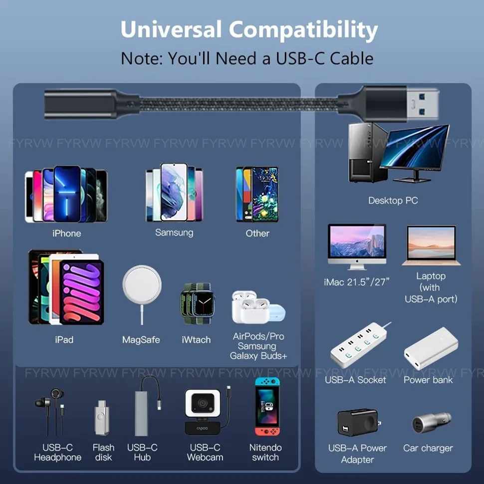 USB zu Typ C Buchse USB 3,2 10 Gbit/s bidirektion ales Kabel verlängern Daten übertragungs kabel SSD QC 3,0 Schnell ladung USB a zu USB c – Detail 6